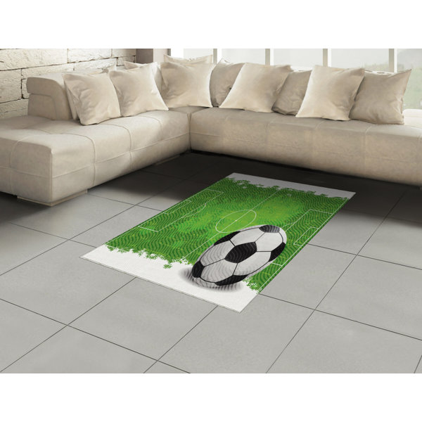 Ebern Designs Pauletta Flatweave Green/Black/White Rug Wayfair.co.uk